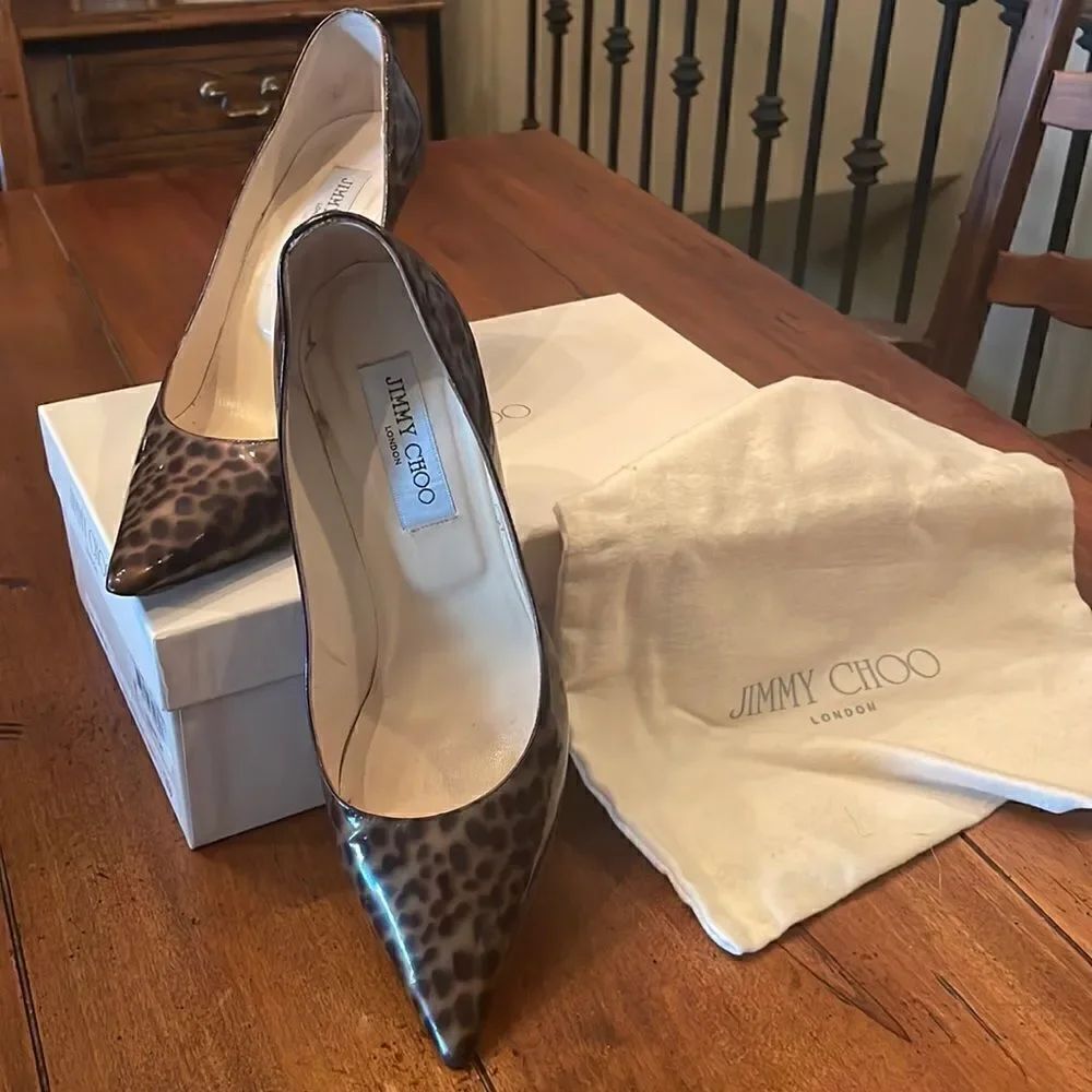 Jimmy Choo Patent Leather Leopard Print Pumps - Size 39